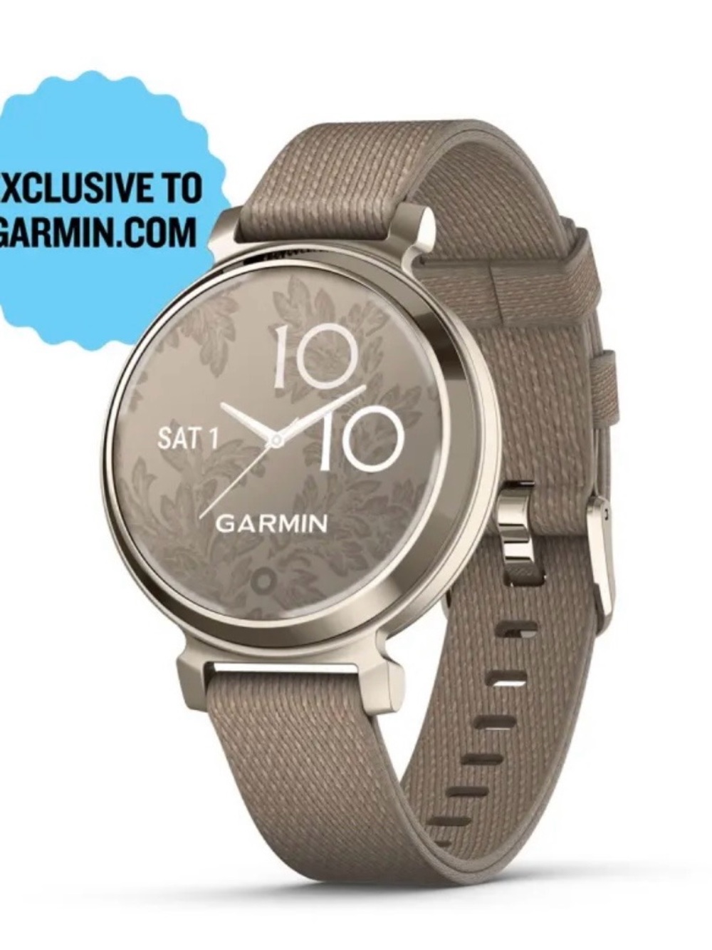 Garmin Lily 2 Classic Smartwatch - Cream Gold with Coffee Nylon Band